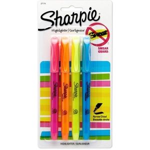 *BRAND NEW* Sharpie Assorted Set Pink,Orange,Yellow,Blue Smear Guard Highlighter